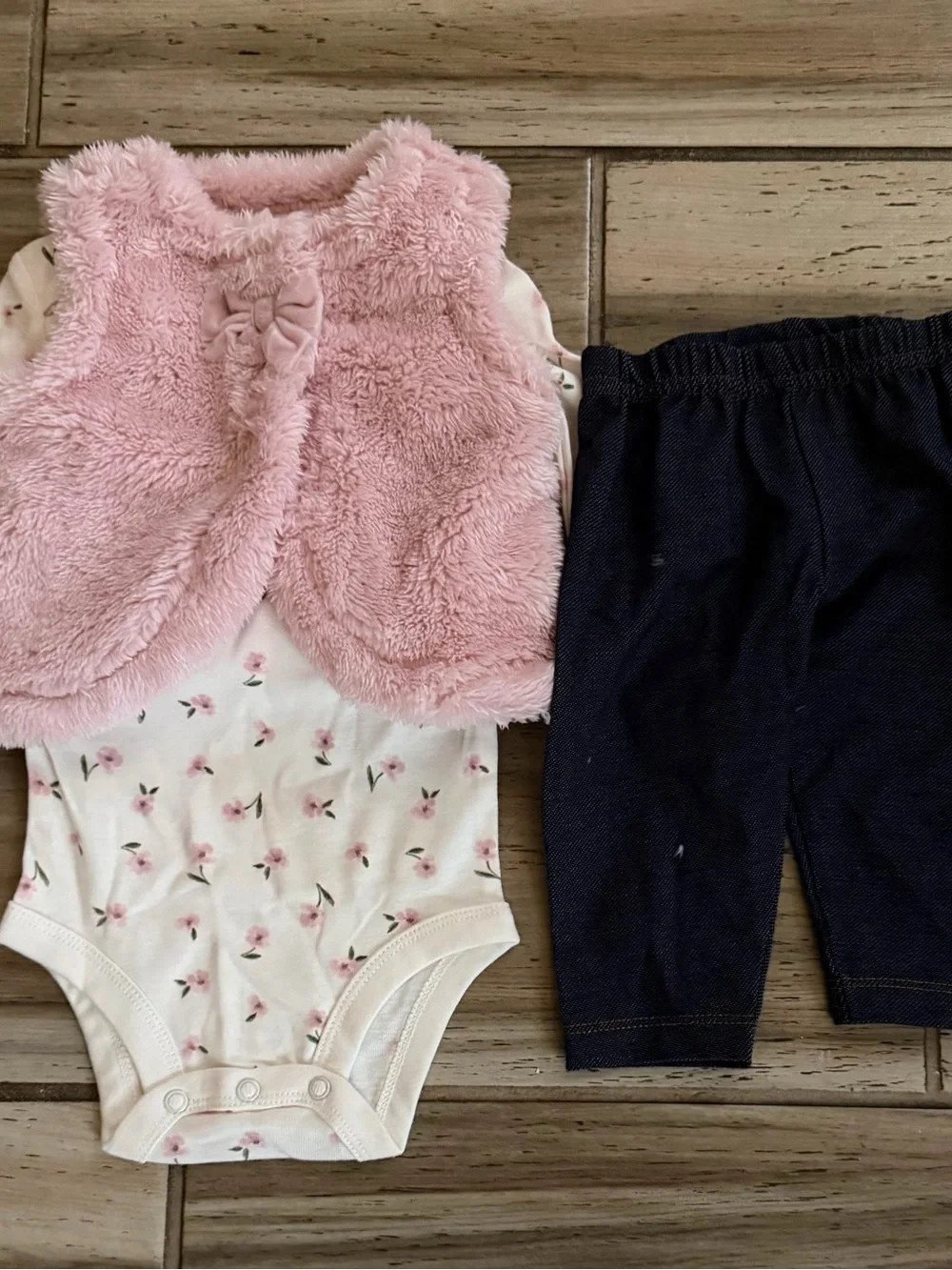 Kohl's Carters Black and Pink Baby Dress Set with Pink Vest & Bloomers